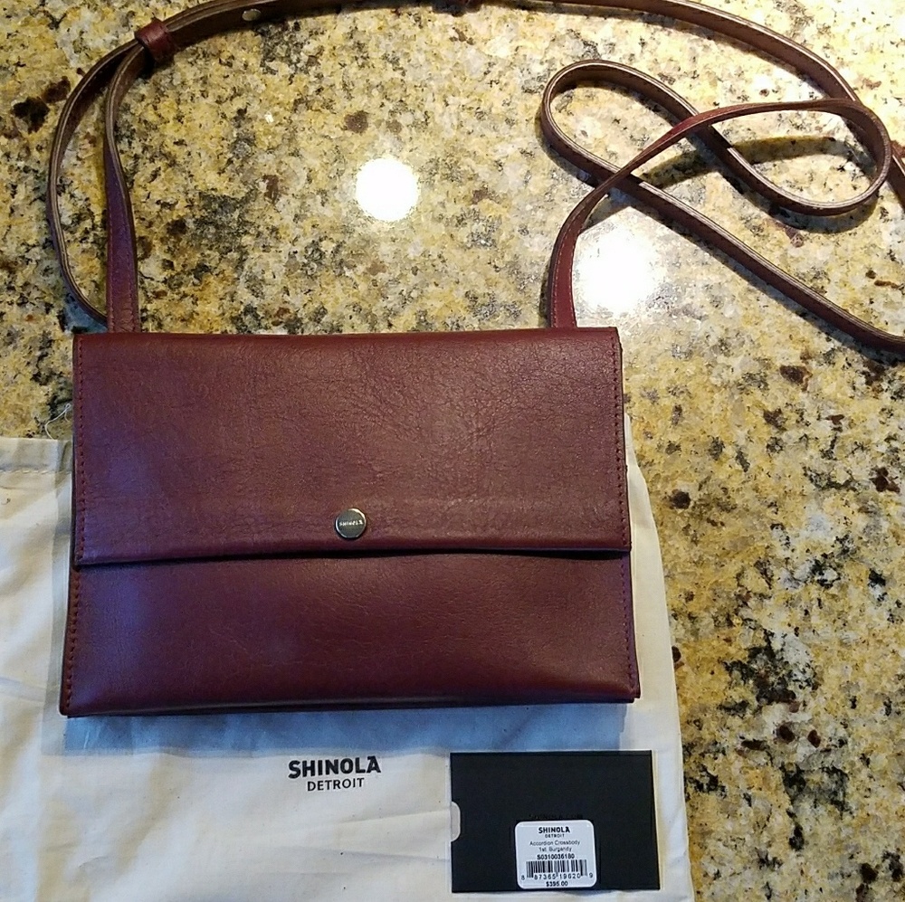 Shinola Burgundy Accordion Crossbody Bag